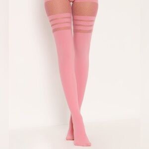 Black Milk Pink Sporty Stripe Hosiery